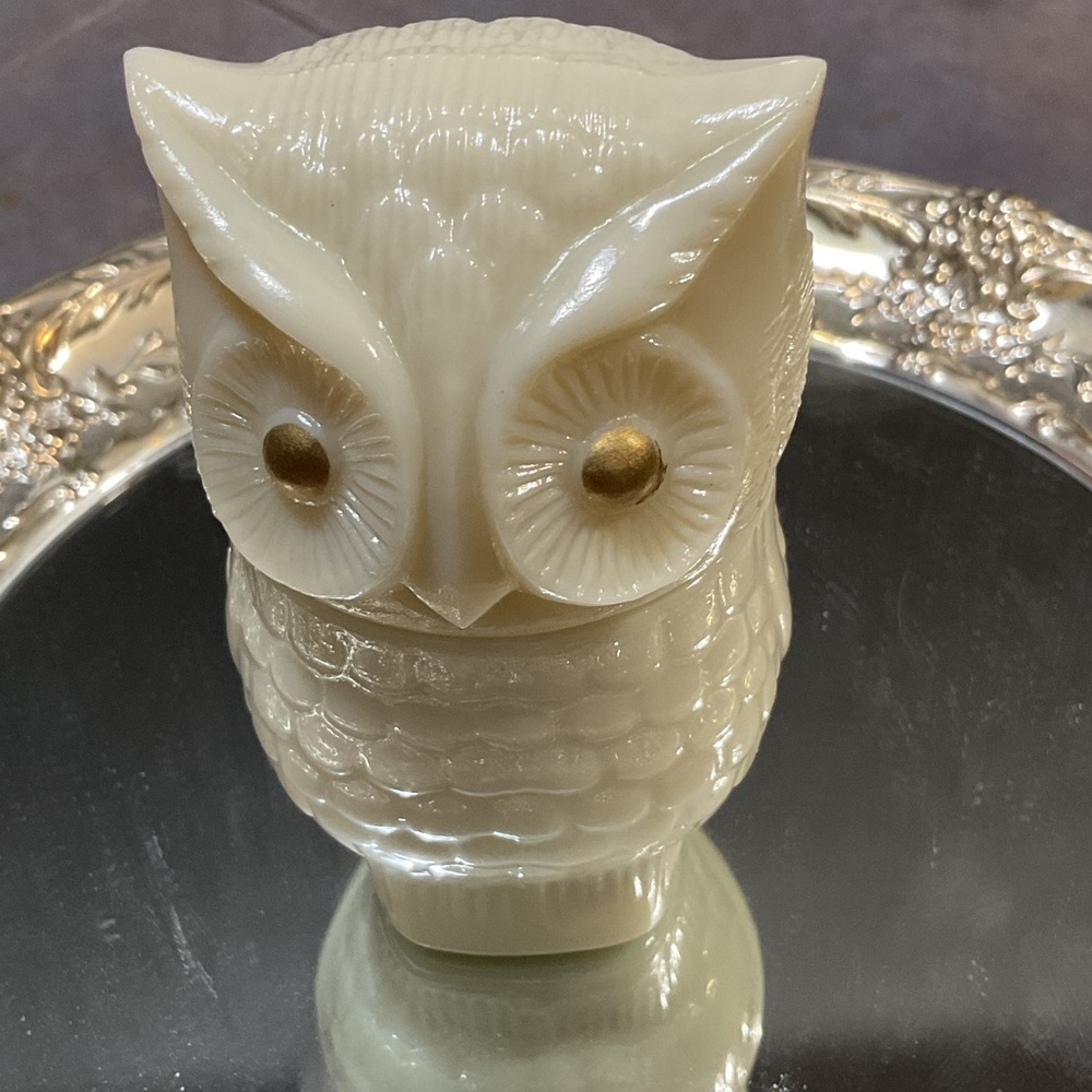 Cream Owl Figurine with Gold Accents Avon.